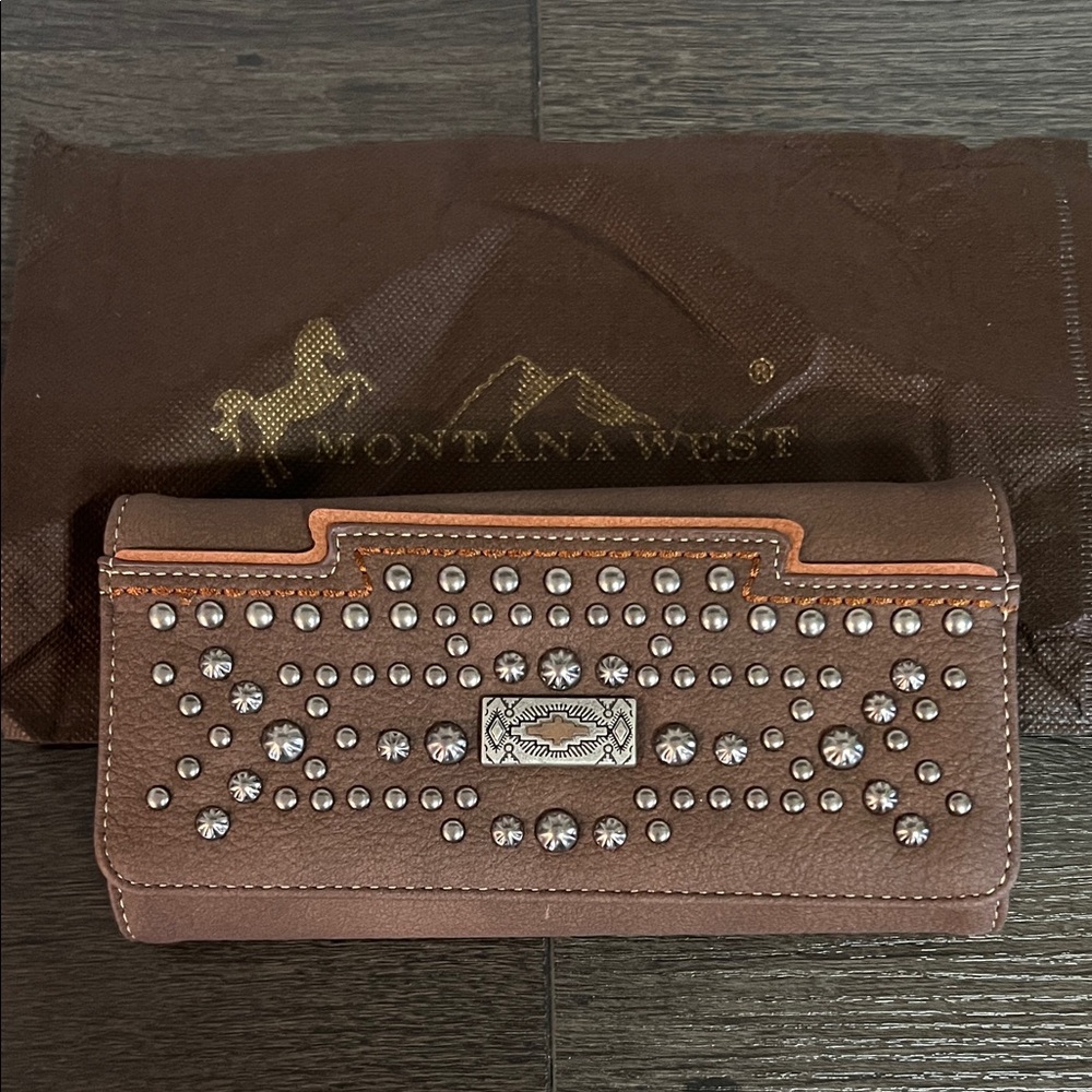 Montana West Chocolate Studded Clutch